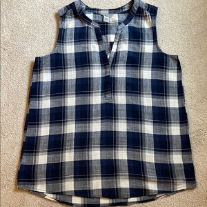Bass Navy and White Plaid Tank Top